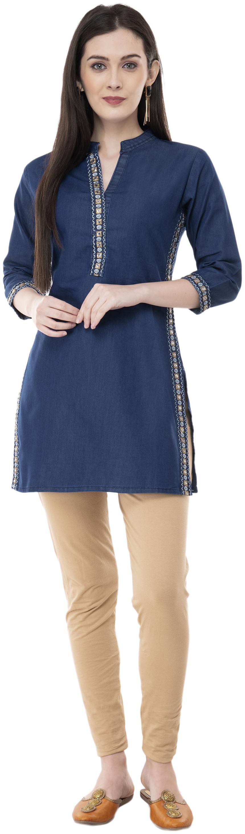 

LIVZA Women Blue Solid Straight Kurta