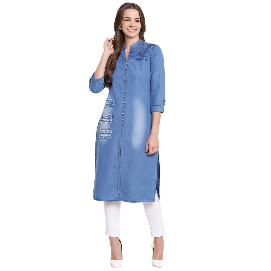 

LIVZA Women Denim Solid Blue Kurta