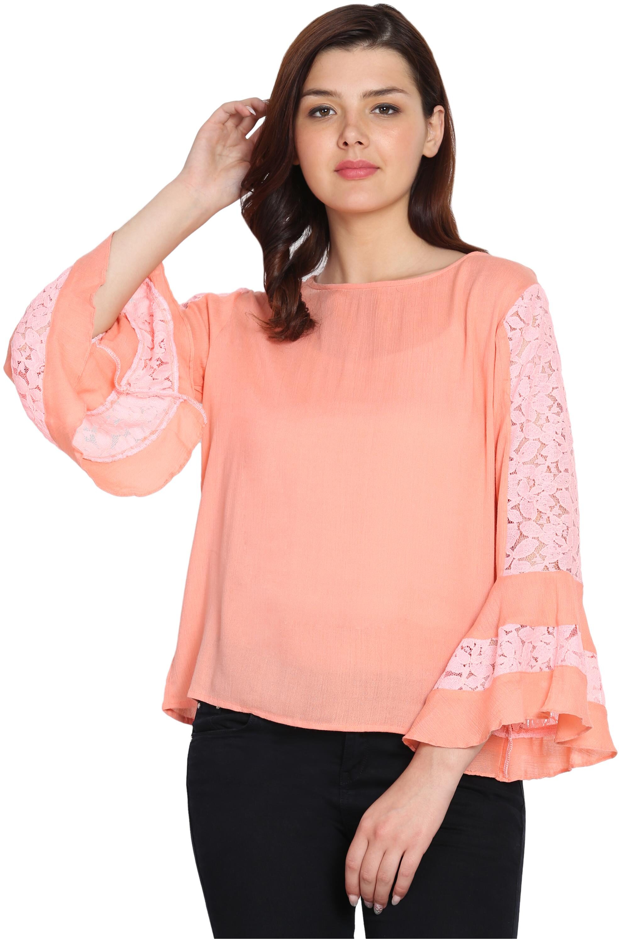 

LIVZA Women Solid Regular top - Orange