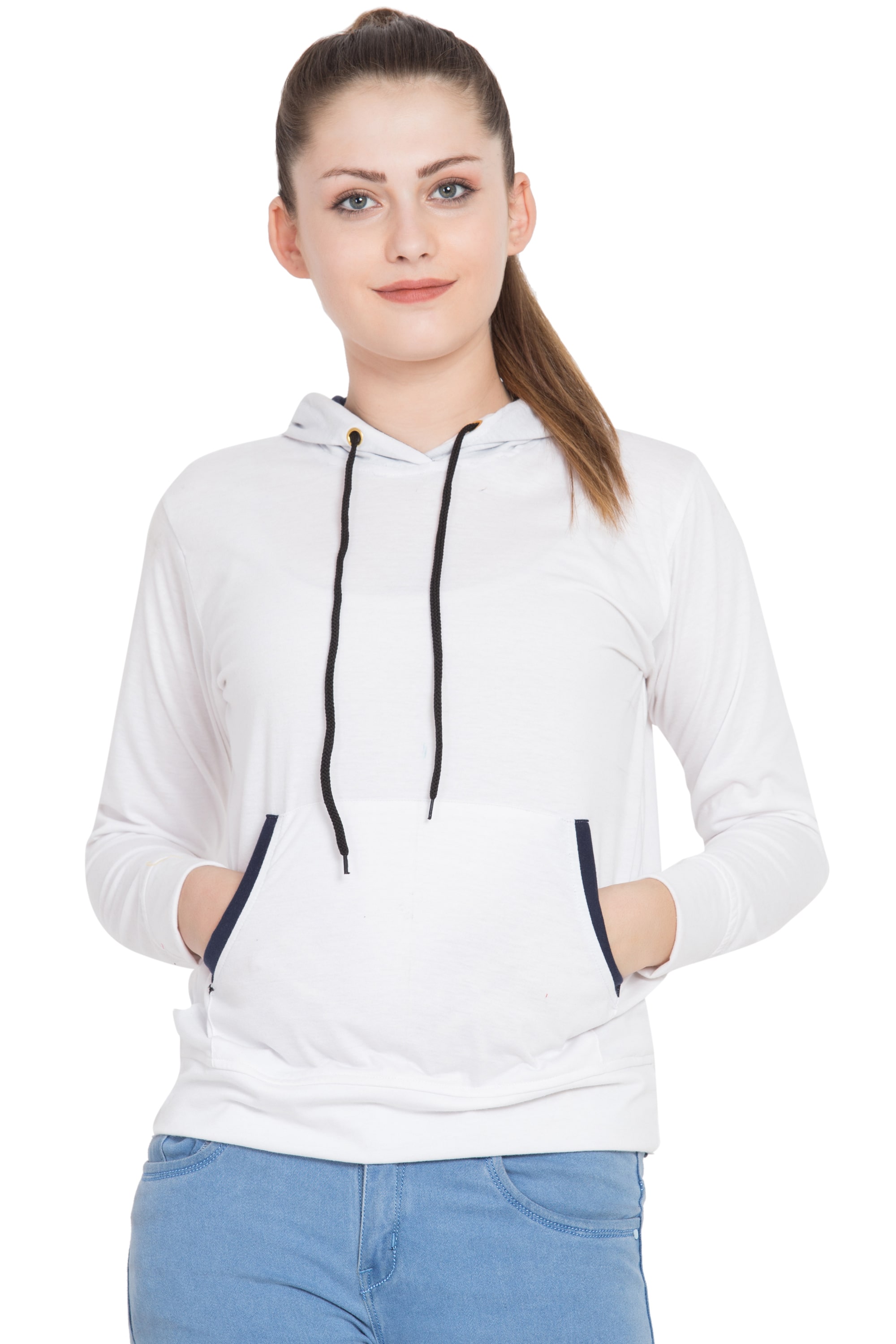 

LIVZA Women Solid Hoodie - White