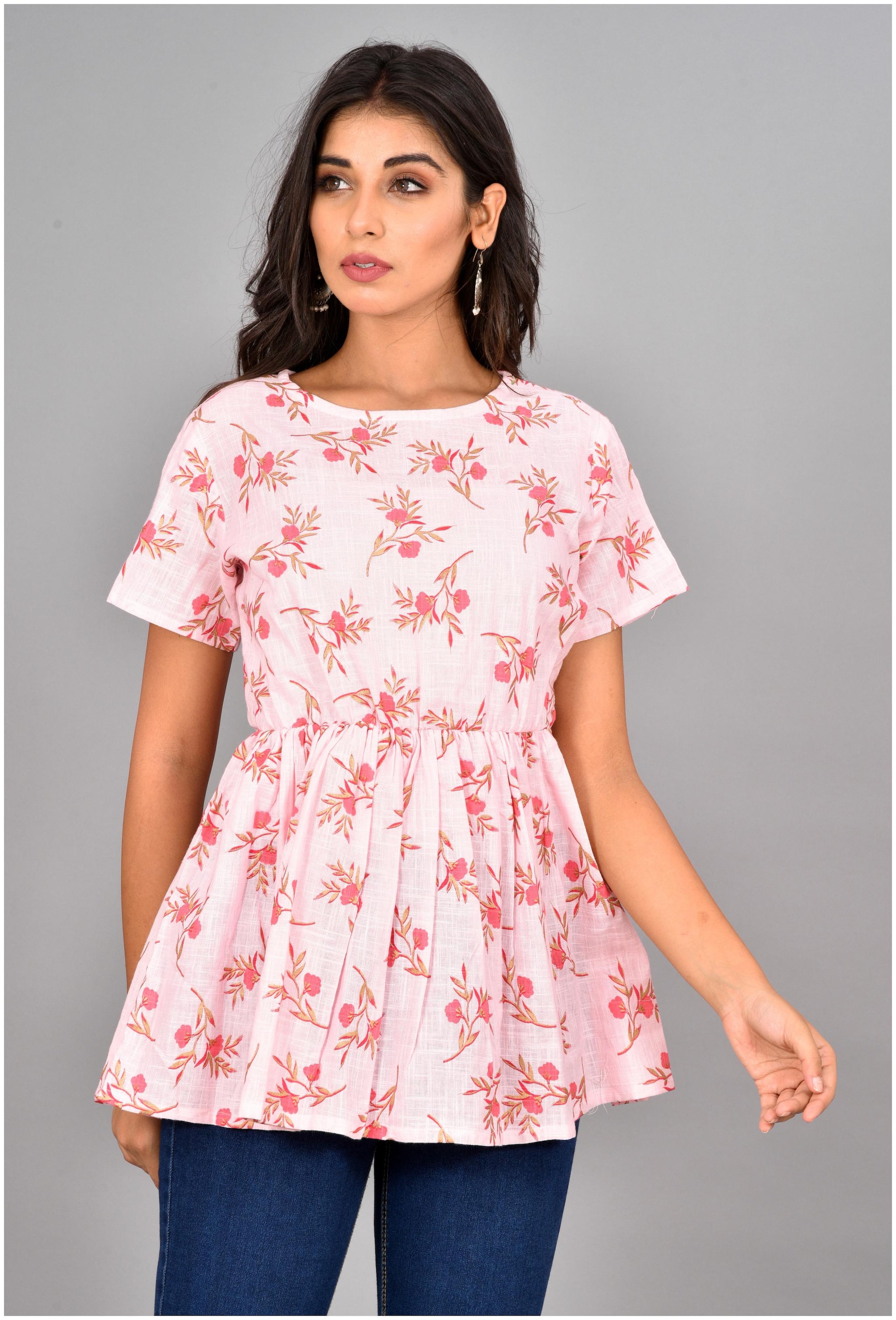 

LIYARA Women Floral Regular tunic - Pink