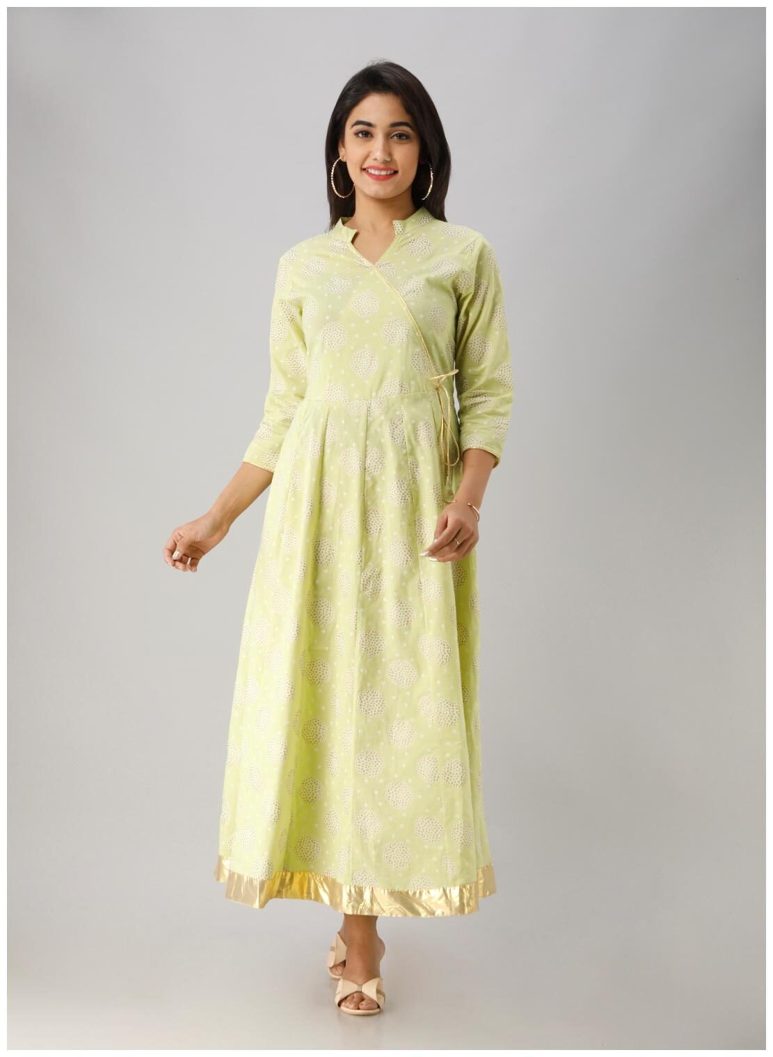

LIYARA Women Green Floral Anarkali Kurta