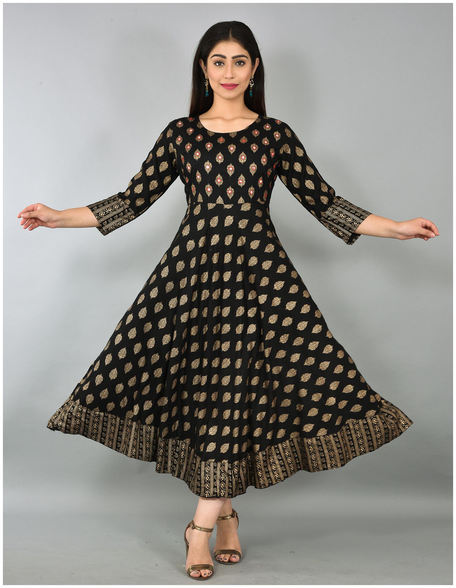 

LIYARA Women Black Printed Anarkali Kurta