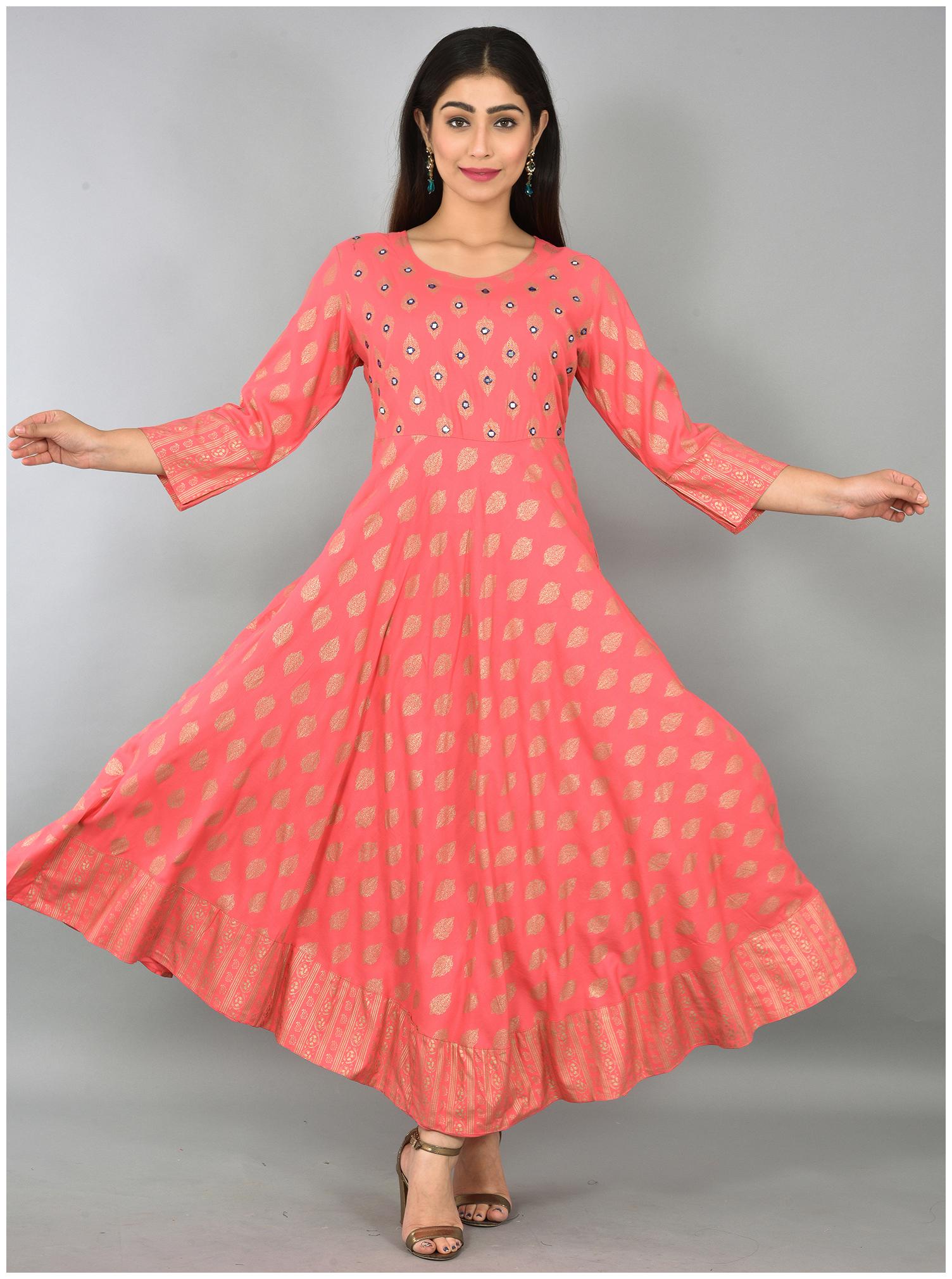

LIYARA Women Pink Printed Anarkali Kurta