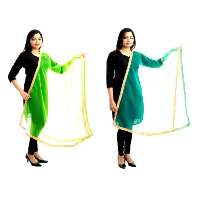 

Lodestone Women s Net Dupatta With Lace Work(Pack of 2)