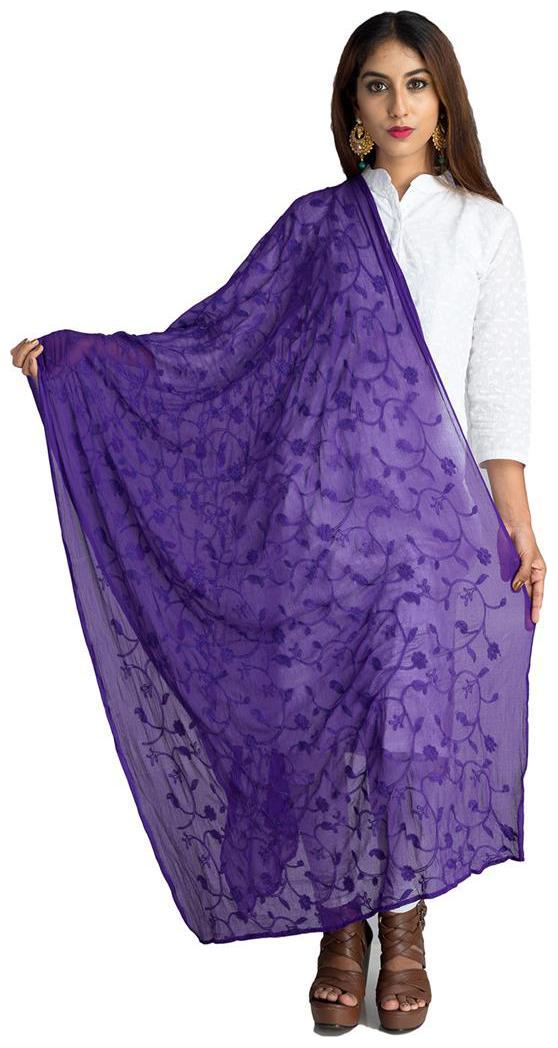 

Lodestone Women s Pure Chiffon Embroidered Dupatta (Purple)