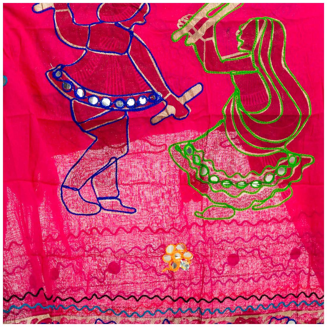 

Lodestone Women s Cotton Embroidered Dupatta (Rani Pink)