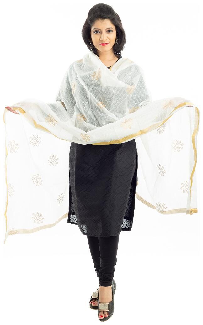 

Lodestone Women s Jute Printed Dupatta (White)