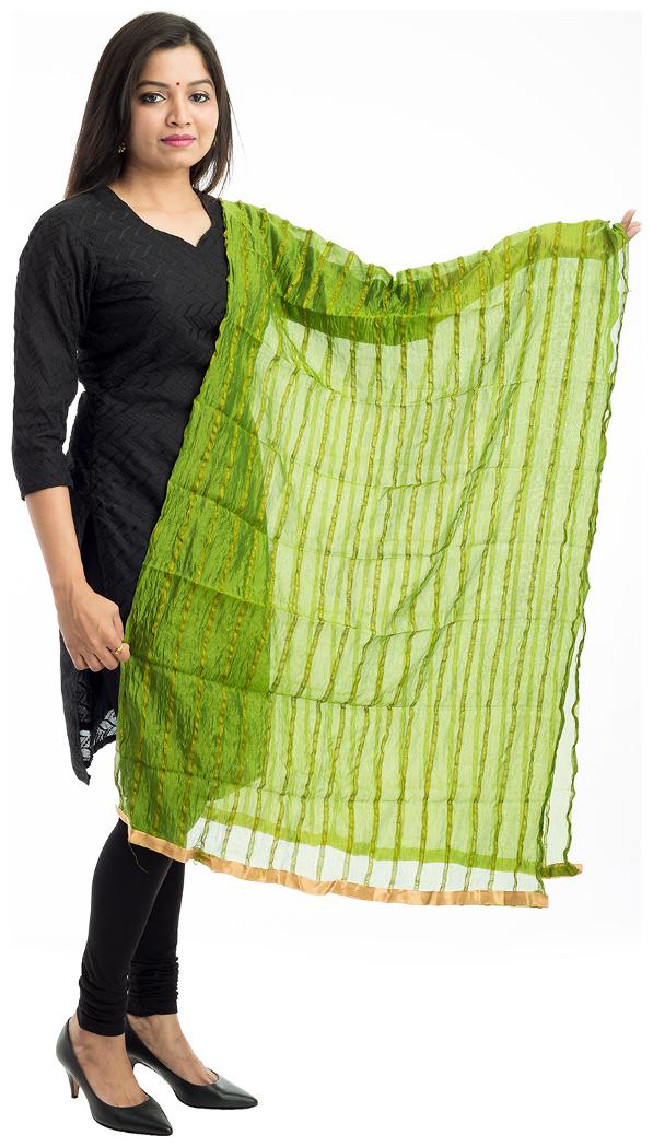 

Lodestone Women s Chanderi Solid Dupatta (Mehandi Green)