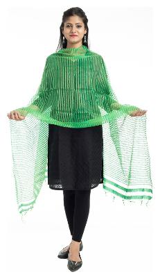 

Lodestone Woman s Net Dupatta with Strips (Green)