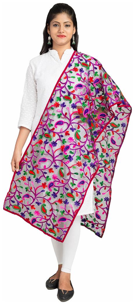 

Lodestone Woman s Embroidery Net Dupatta(Multi Colour)