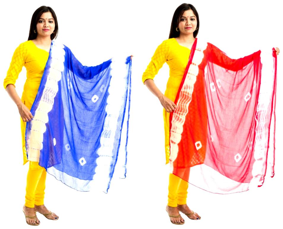 

Lodestone Women s Chiffon Bandhani Dupatta Pack of 2 (Blue Rani Pink)