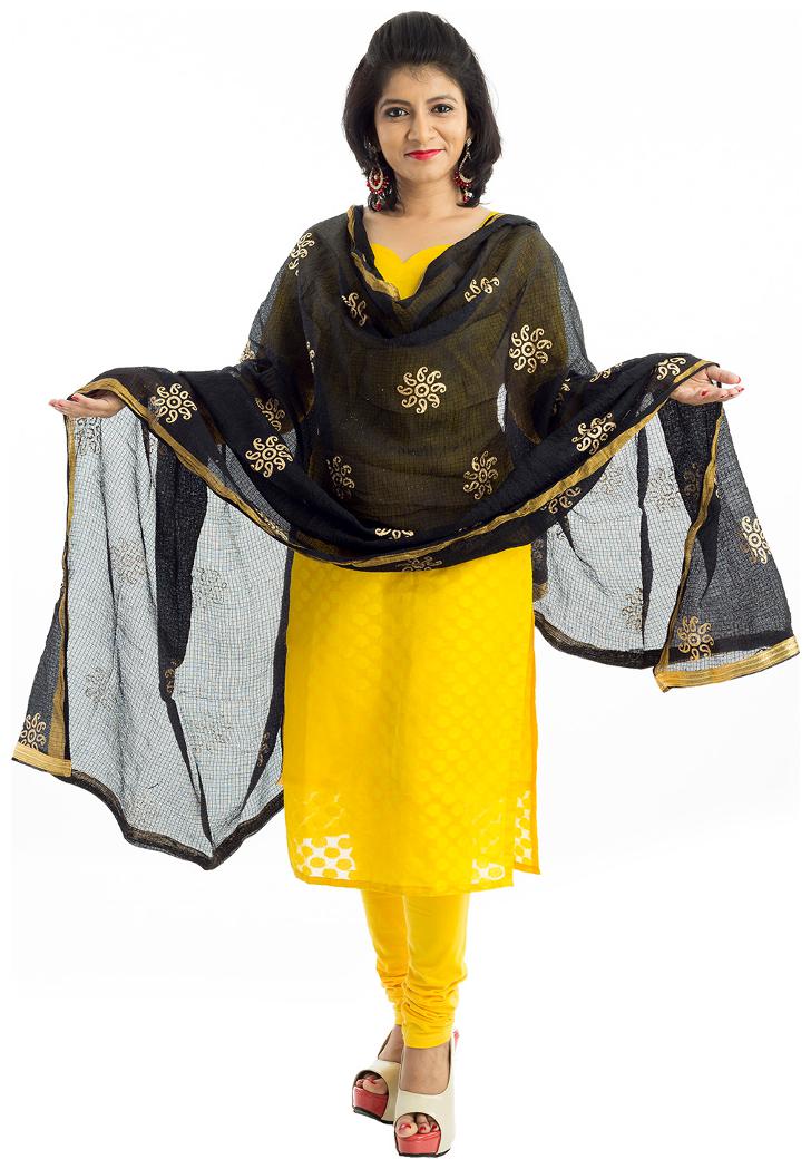 

Lodestone Women s Jute Printed Dupatta (Black)