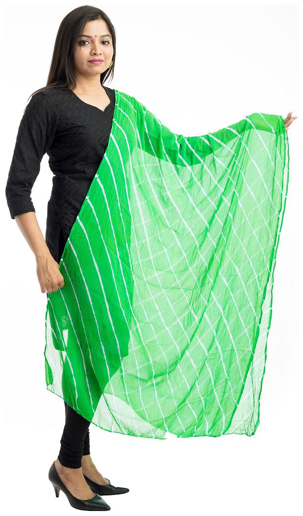 

Lodestone Women s Pure Chiffon Printed Dupatta (Parrot Green)