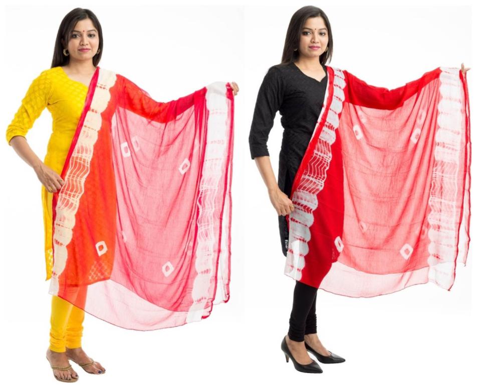 

Lodestone Women s Chiffon Bandhani Dupatta Pack of 2 (Rani Pink Red)