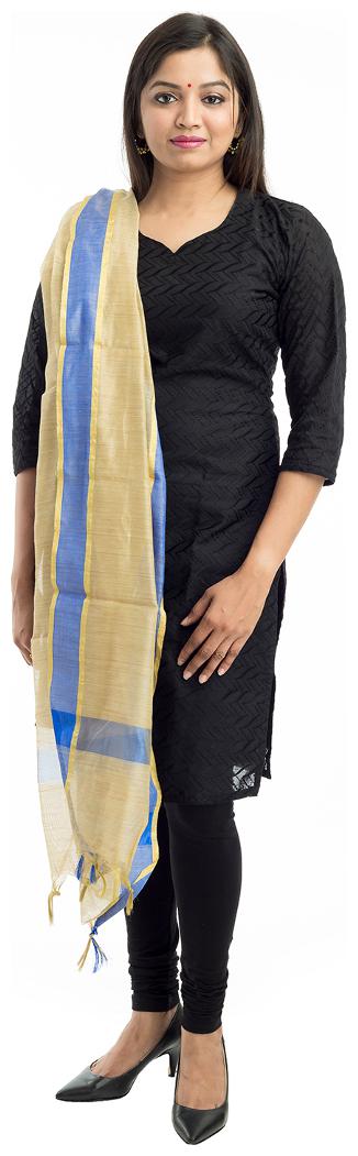 

Lodestone Women s Jute Solid Dupatta (Blue)