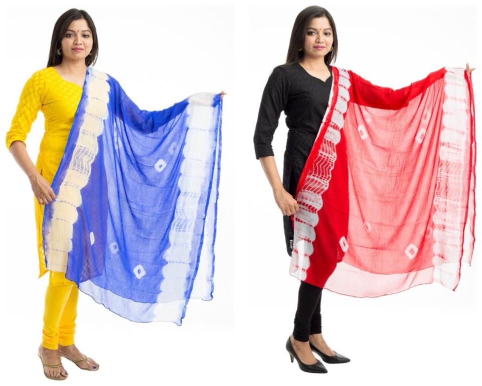 

Lodestone Women s Chiffon Bandhani Dupatta Pack of 2 (Blue Red)