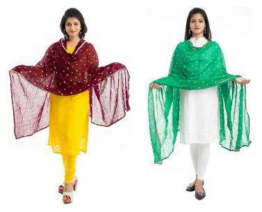 

Lodestone Women s Cotton Bandhani Handwork Dupatta Combo (Pack of 2)