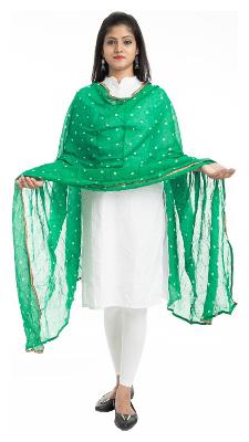 

Lodestone Woman s Pure Cotton Bandhani Dupatta (Pak Green)