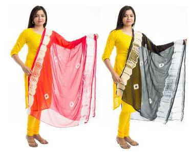 

Lodestone Women s Chiffon Bandhani Dupatta Pack of 2 (Rani Pink Black)