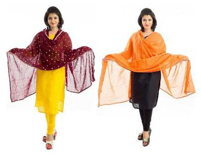 

Lodestone Women s Cotton Bandhani Handwork Dupatta Combo (Pack of 2)