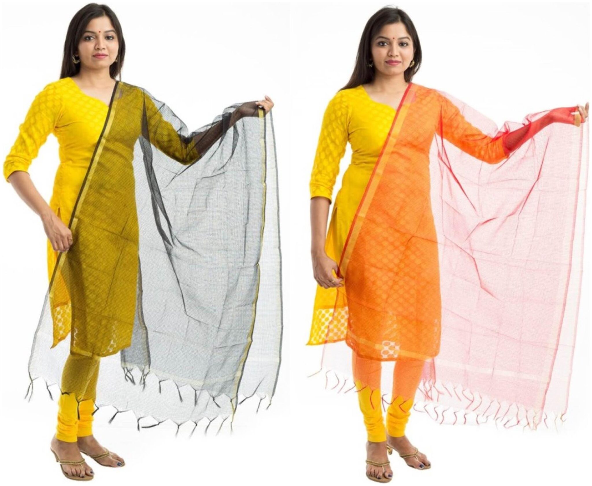 

Lodestone Women s Banaras Silk Checks Dupatta Black Red(Pack Of 2)