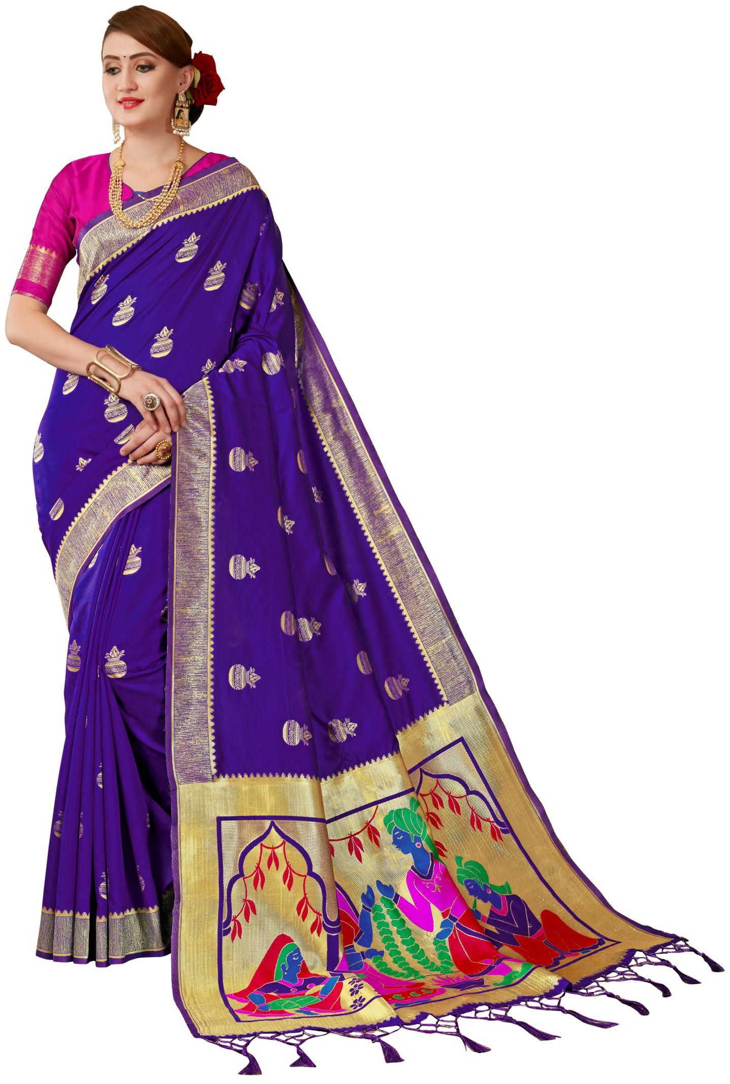 

London Beauty Purple Banarasi Silk Saree