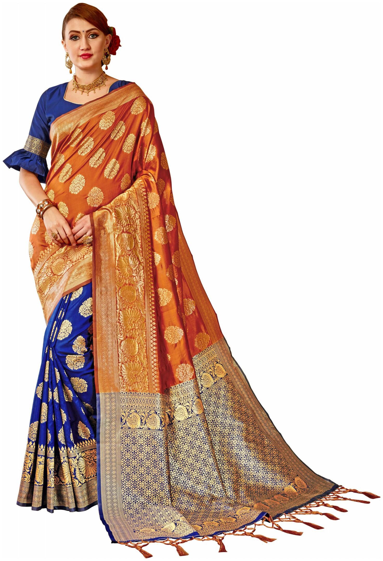 

London Beauty Orange Banarasi Silk Saree