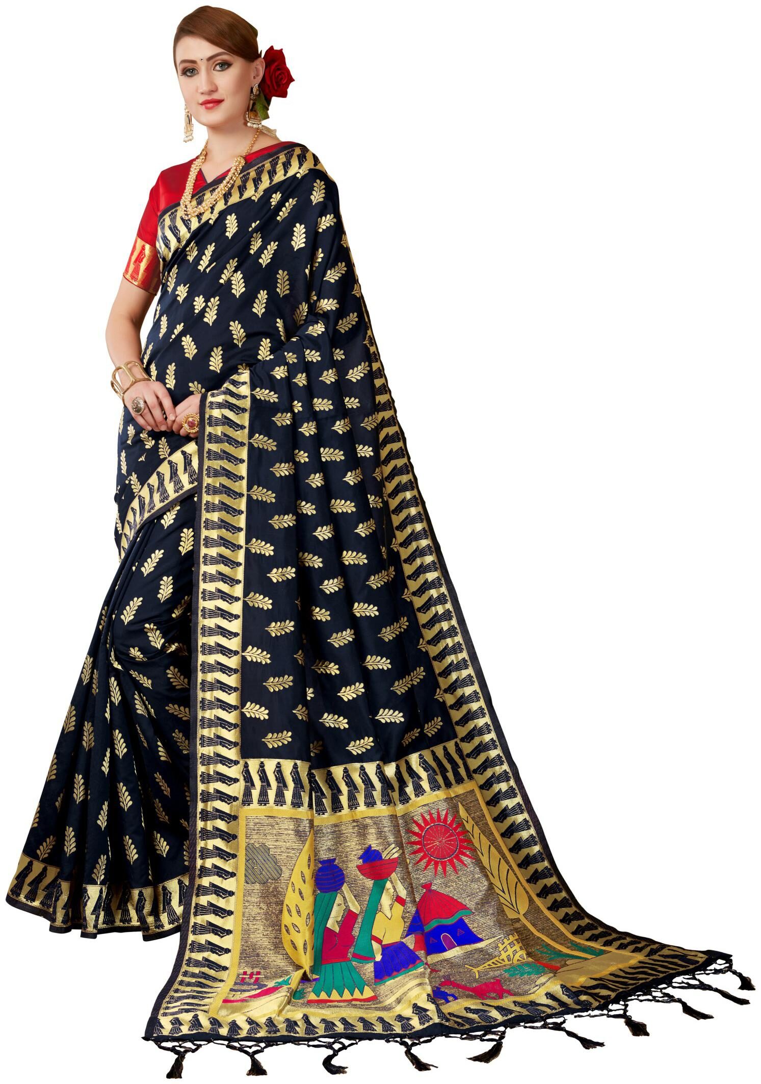 

London Beauty Black Banarasi Silk Saree