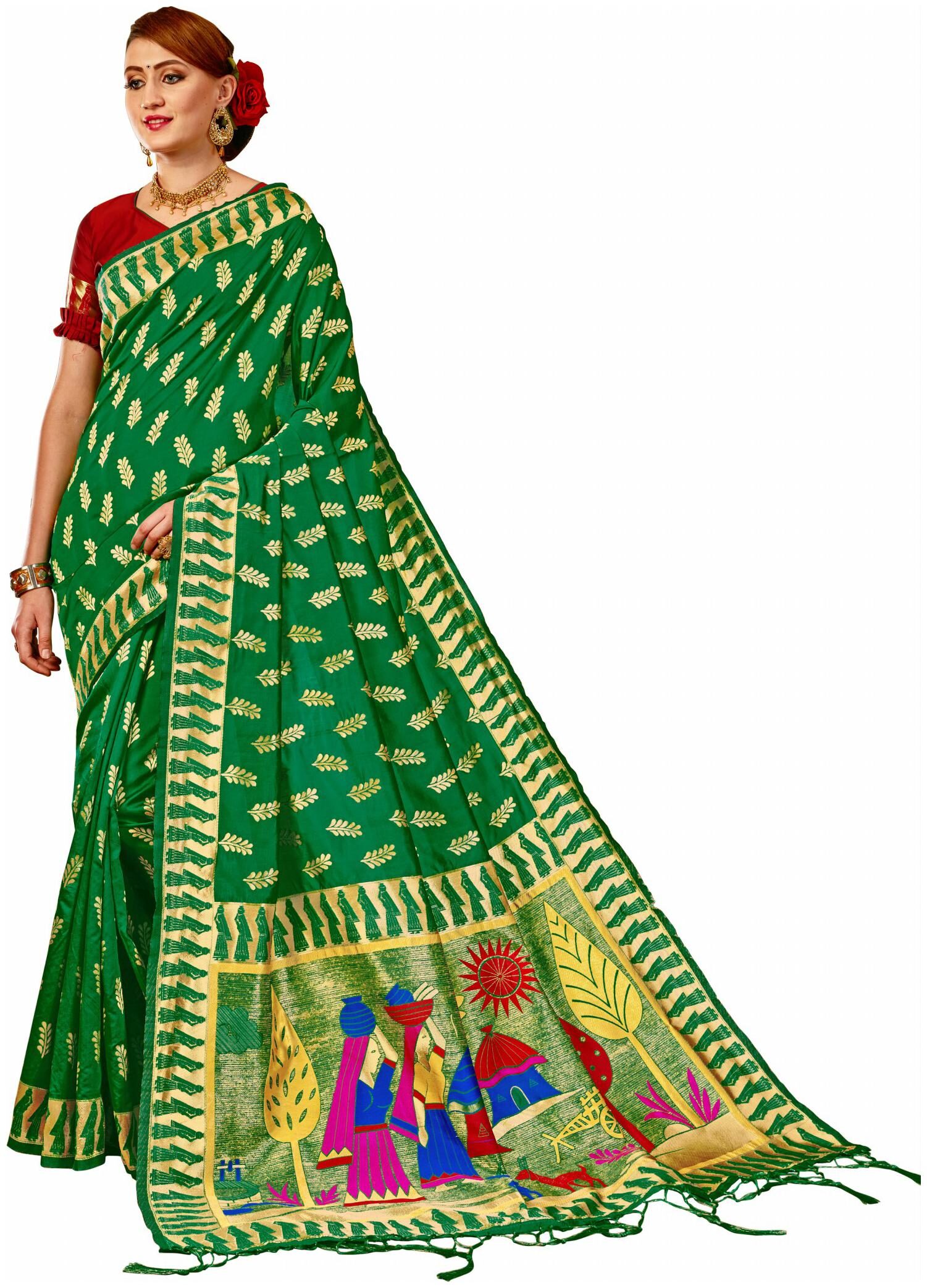 

London Beauty Green Banarasi Silk Saree