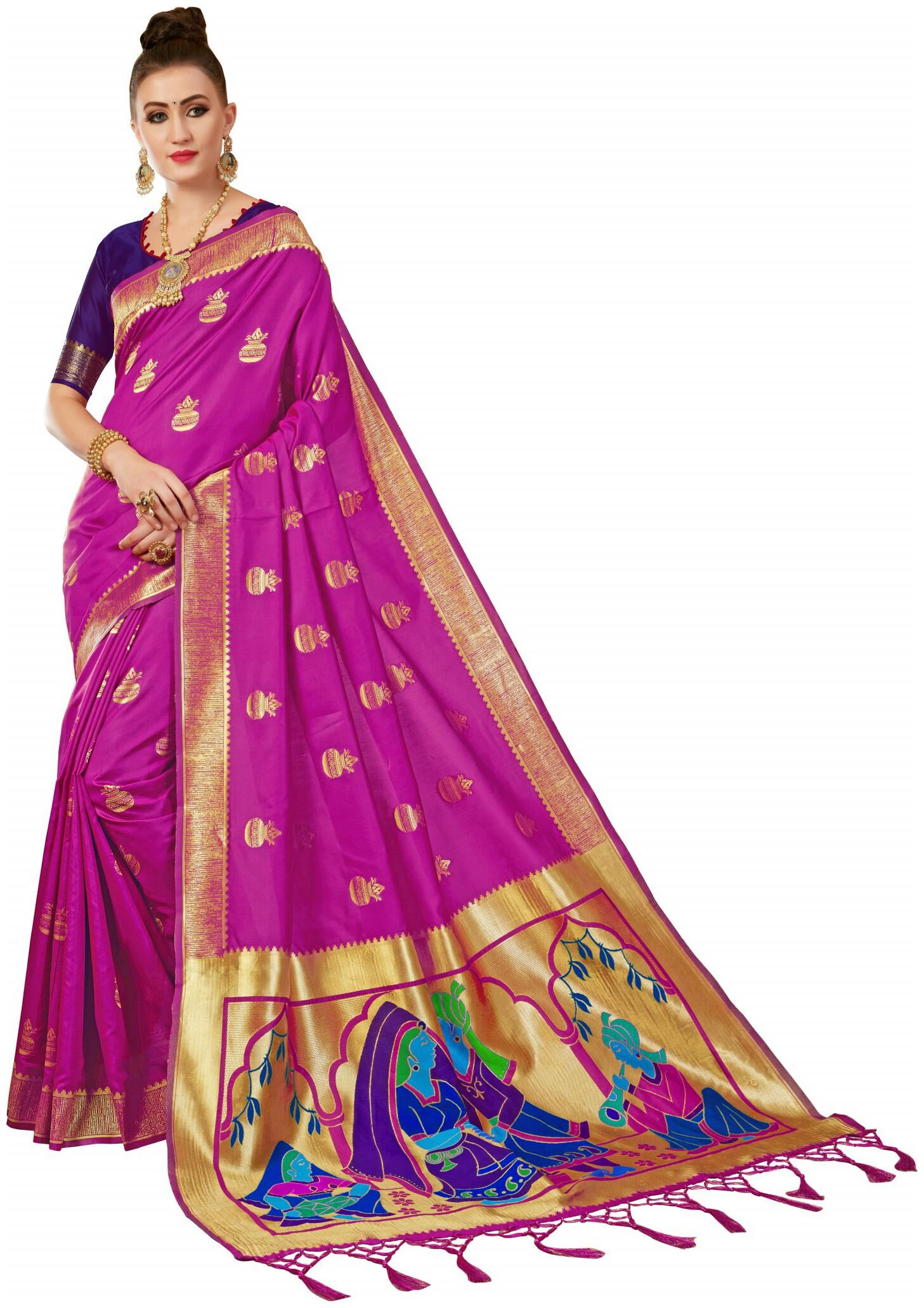 

London Beauty pink Banarasi Silk Saree
