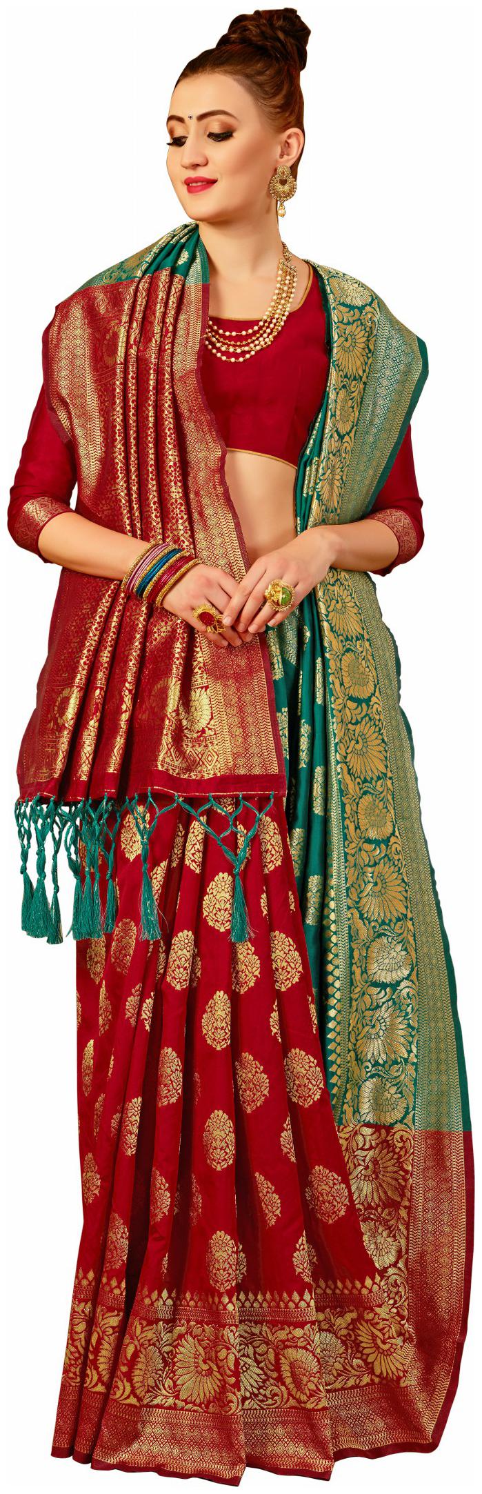 

London Beauty Cyan Banarasi Silk Saree