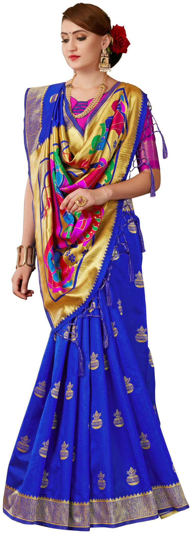 

London Beauty Blue Banarasi Silk Saree