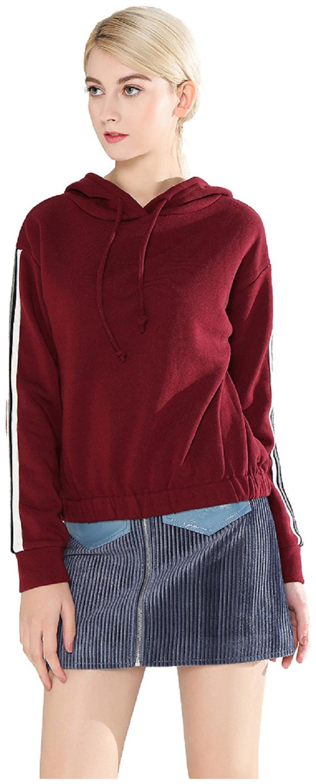 

London Rag Blended Solid Sweatshirt For Women Color Maroon