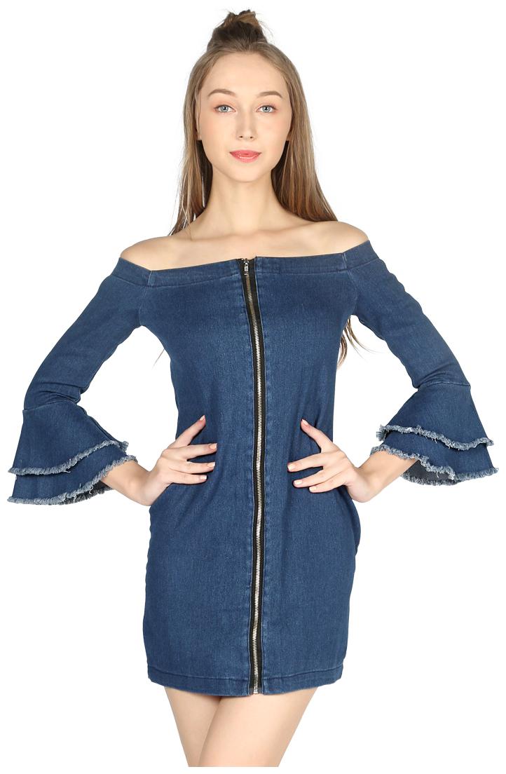 

London Rag Blue Solid Bodycon dress