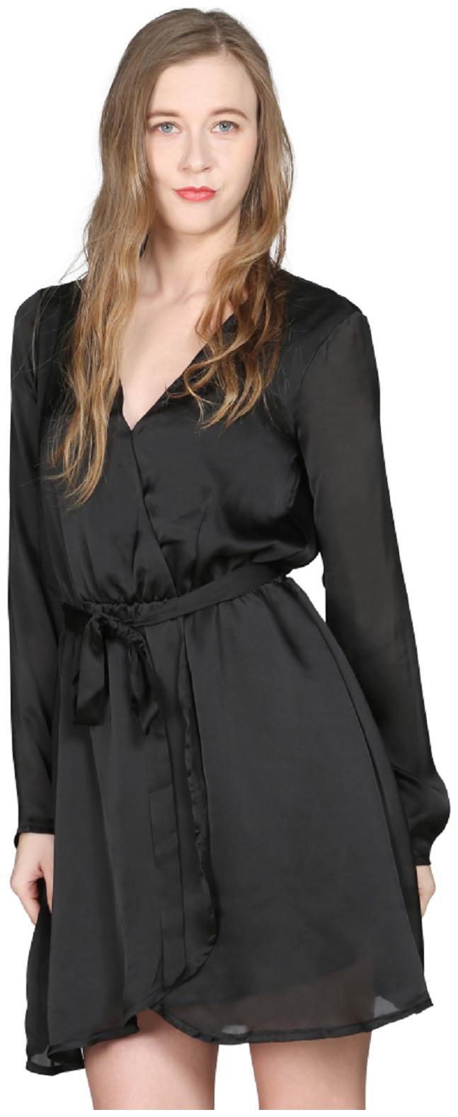 

London Rag Black Solid Wrap dress