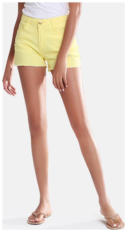 London Rag Women Cotton Hot Pants - Yellow