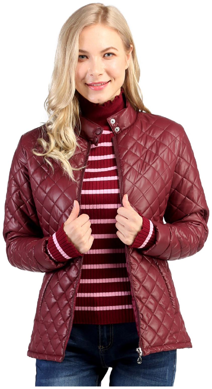 

London Rag Women Solid Quilted Jacket - Maroon