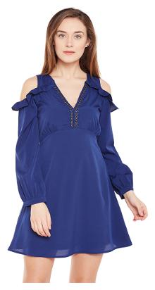 

Oxolloxo Blue Solid A-line dress