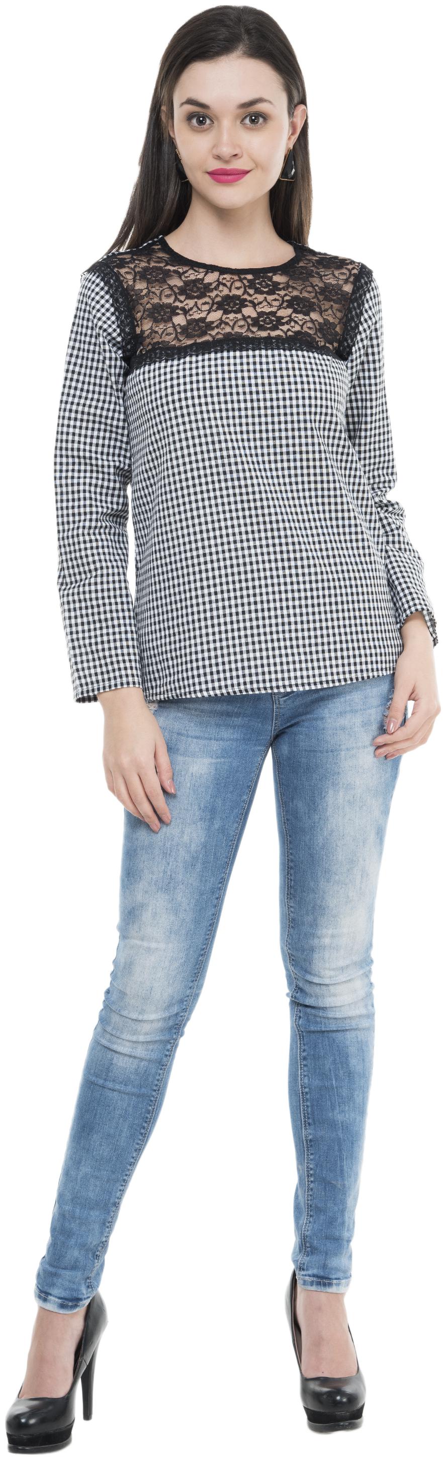 

Cattleya Women Checked Regular top - Black