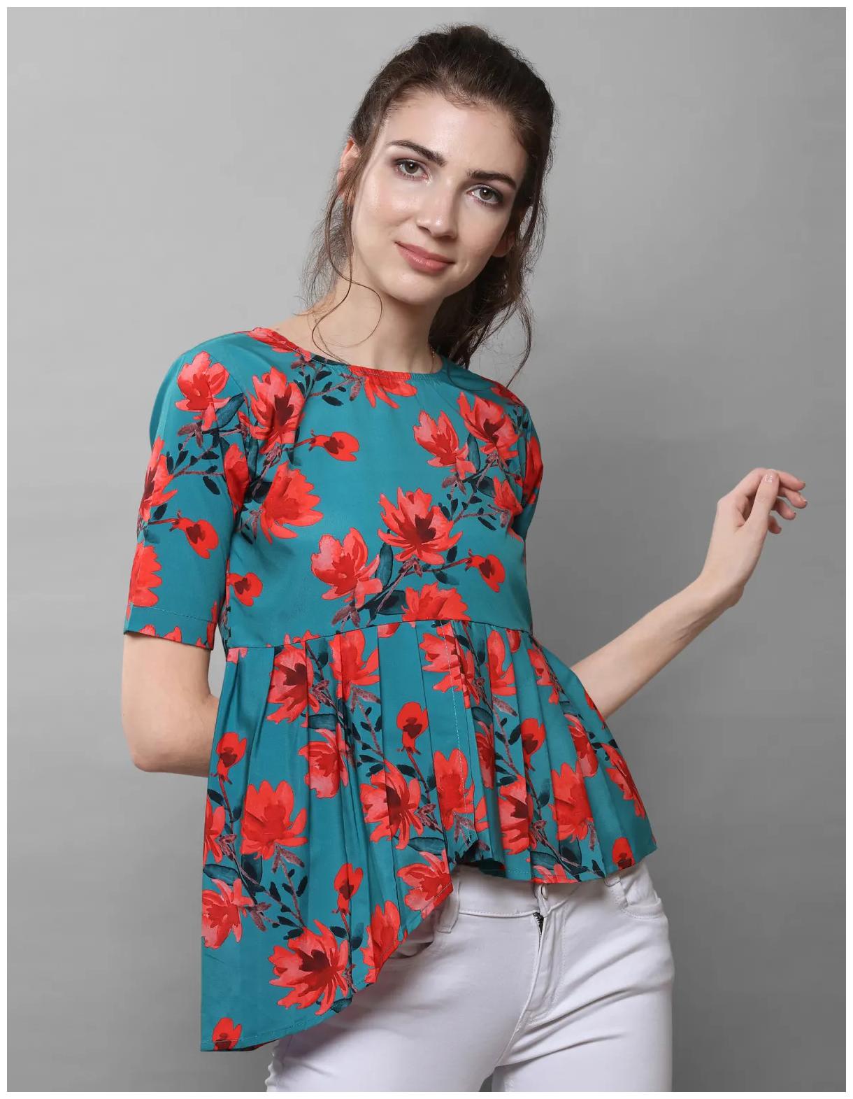 

LOOKS18 Women Floral Regular top - Blue