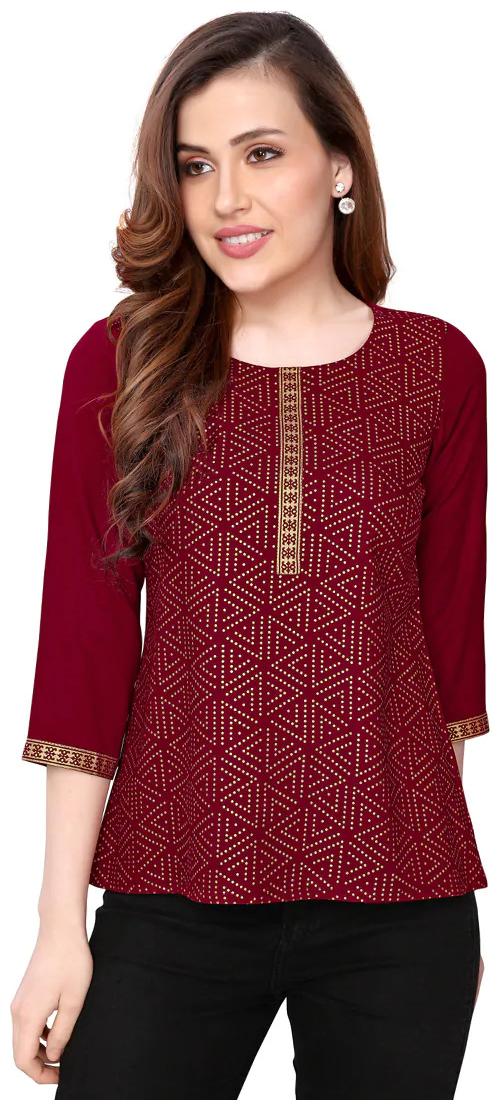 

LOOKS18 Women Polka dots Regular top - Maroon
