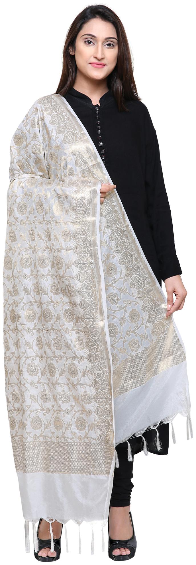 

Loom Legacy Jacquard Wedding Dupatta Cream