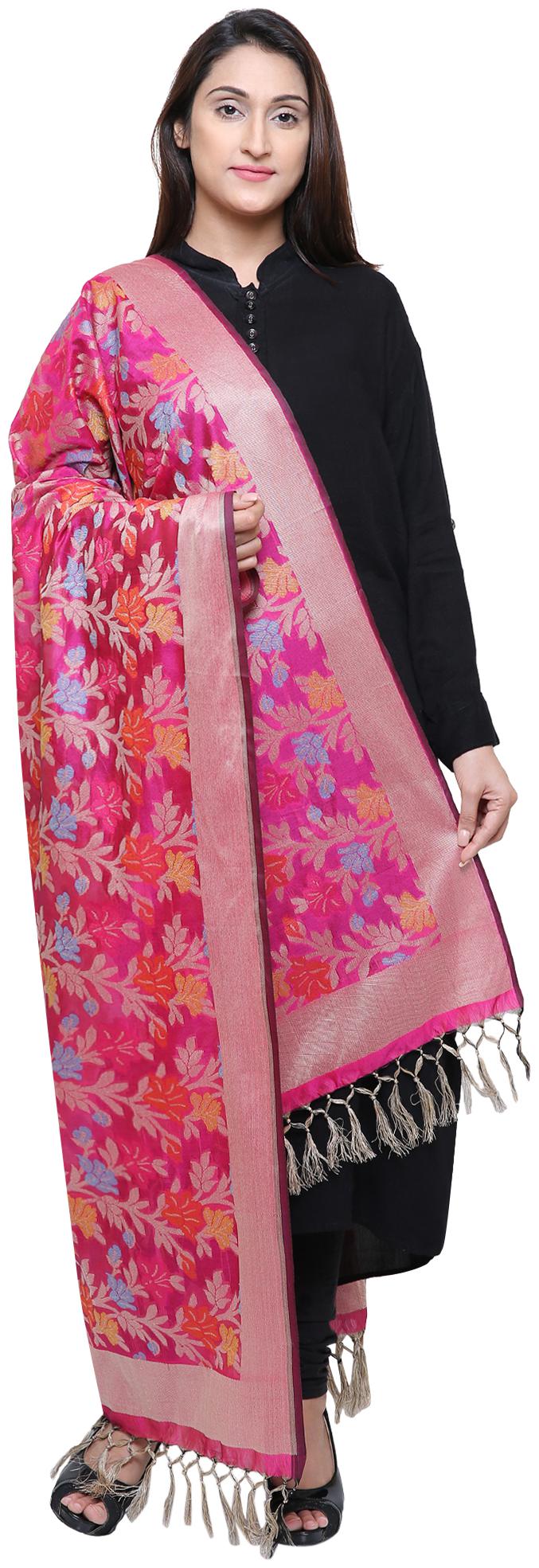 

Loom Legacy Jacquard Wedding Dupatta Pink