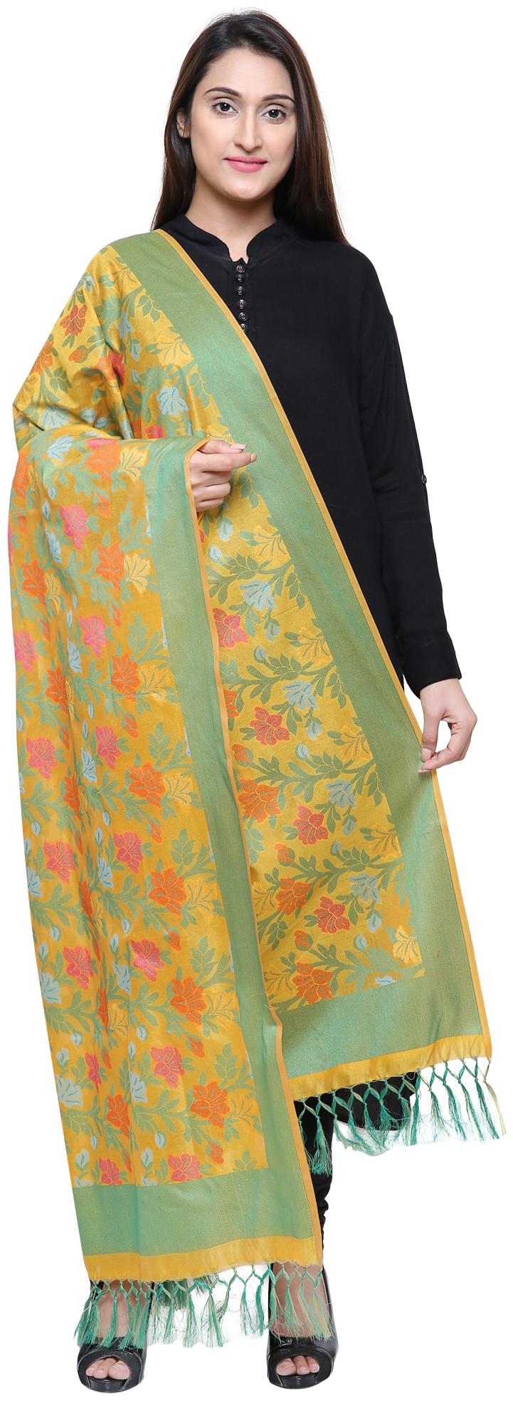 

Loom Legacy Jacquard Wedding Dupatta Yellow