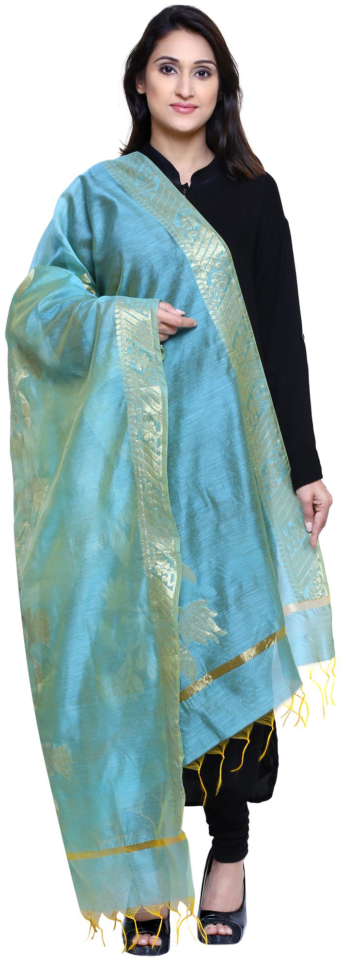 

Loom Legacy Women Banarasi Cotton Silk Chanderi Jacquard Dupatta