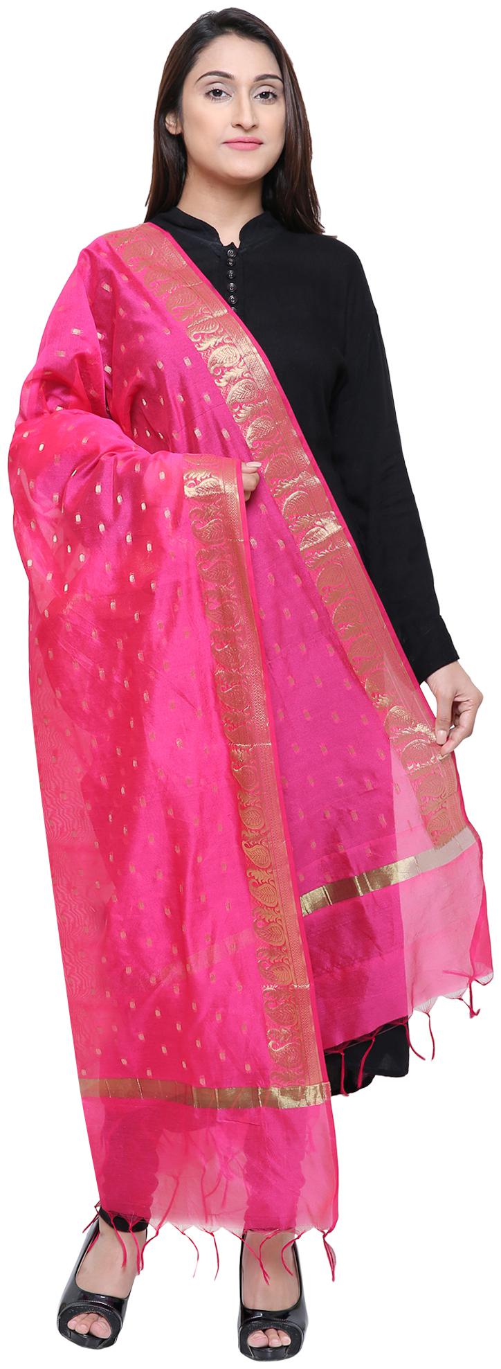

Loom Legacy Jacquard Wedding Dupatta Pink