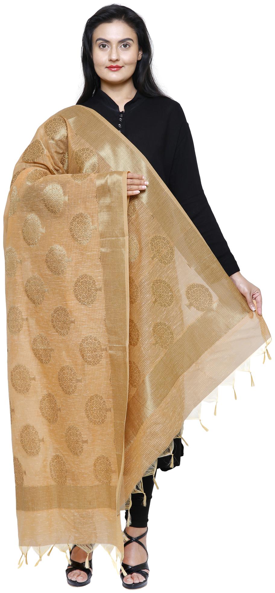 

Loom Legacy Womens Banarasi Cotton Silk Chanderi Jacquard Dupatta
