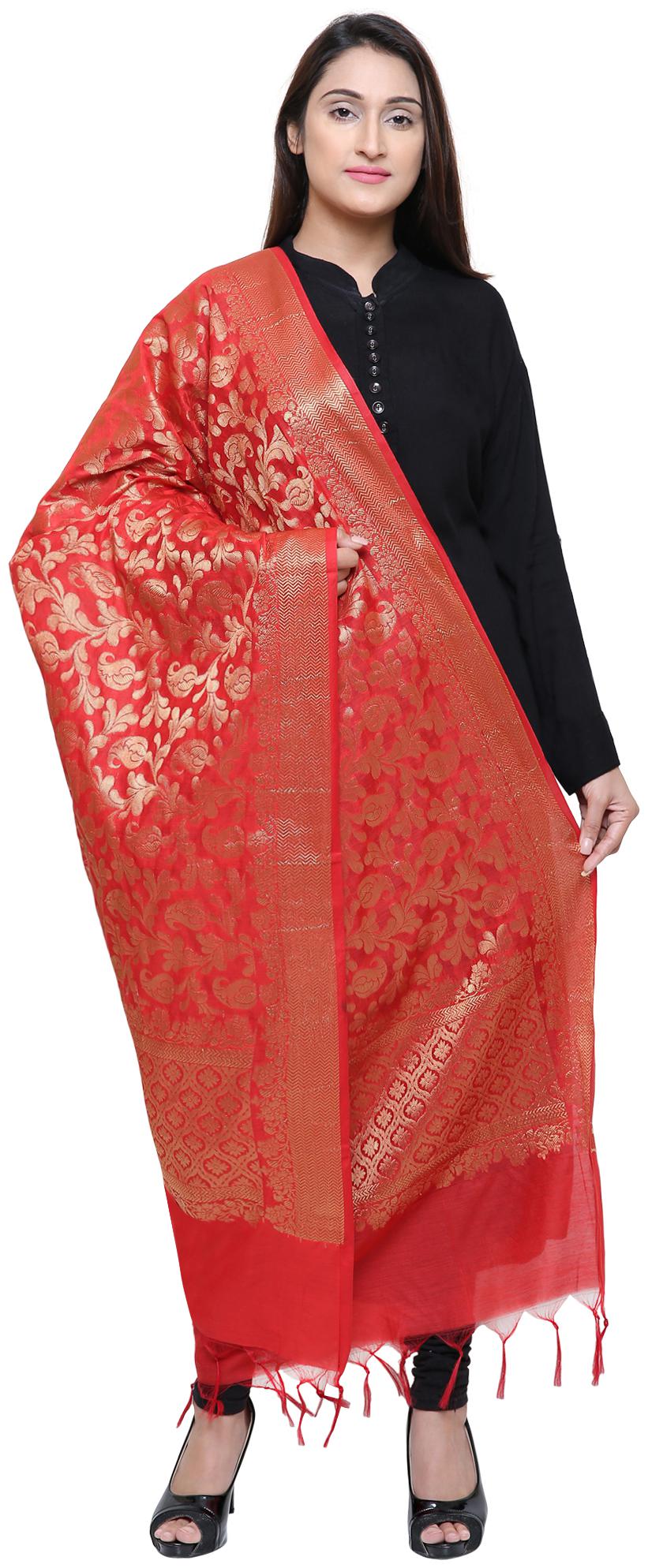 

Loom Legacy Jacquard Wedding Dupatta Red