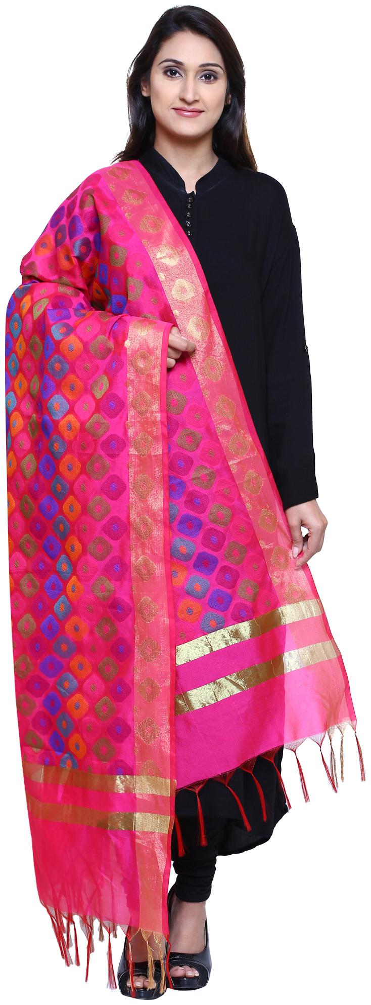 

Loom Legacy Women Banarasi Cotton Silk Chanderi Jacquard Dupatta